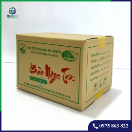 Thùng Carton 5 Lớp Nâu Mộc Sóng BC, Sản Xuất In Chữ Theo Yêu Cầu - Bảo Ngọc Trà Size 35x23x27